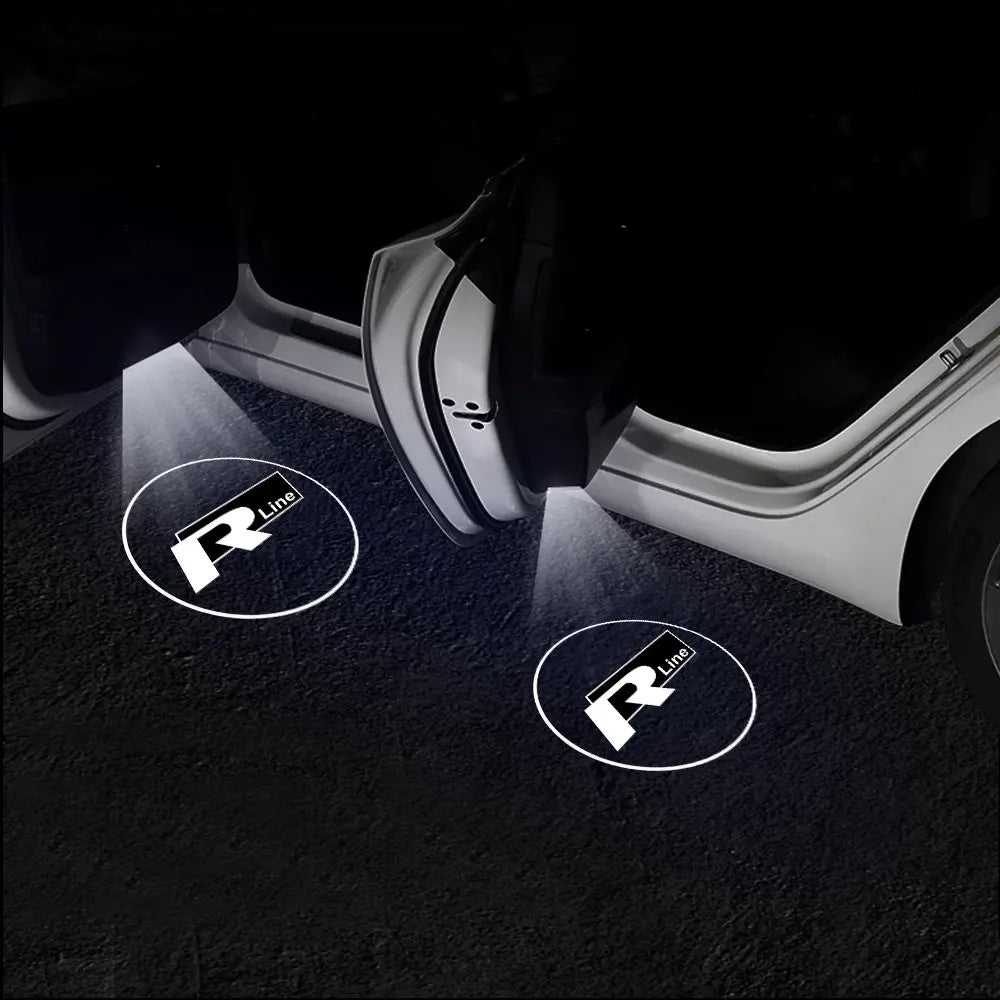2Pcs Car LED Door Light logo  For Volkswagen GTI Golf Polo Passat Mk6 MK7 RLine Magotan Tiguan R
